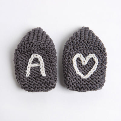 Embroidered Baby Booties Knitting Kit - Granite & Natural Cream - Wool Couture