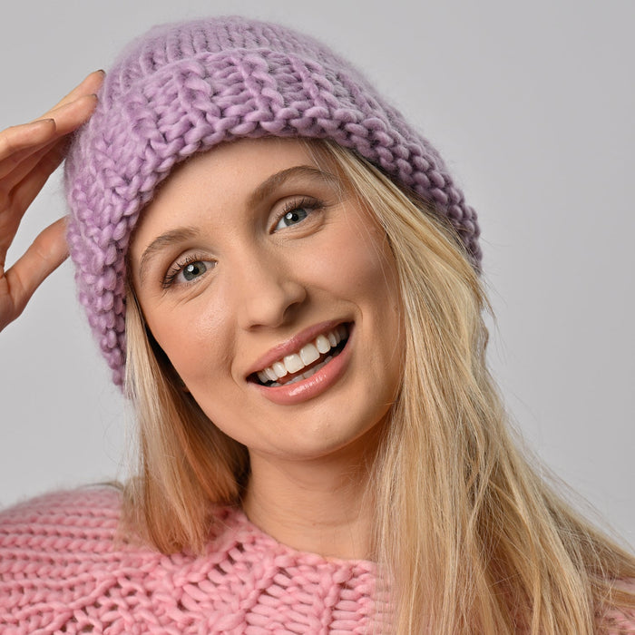 Accessories Knitting Kit - Slouchy Bobble Hat Hyacinth - Wool Couture