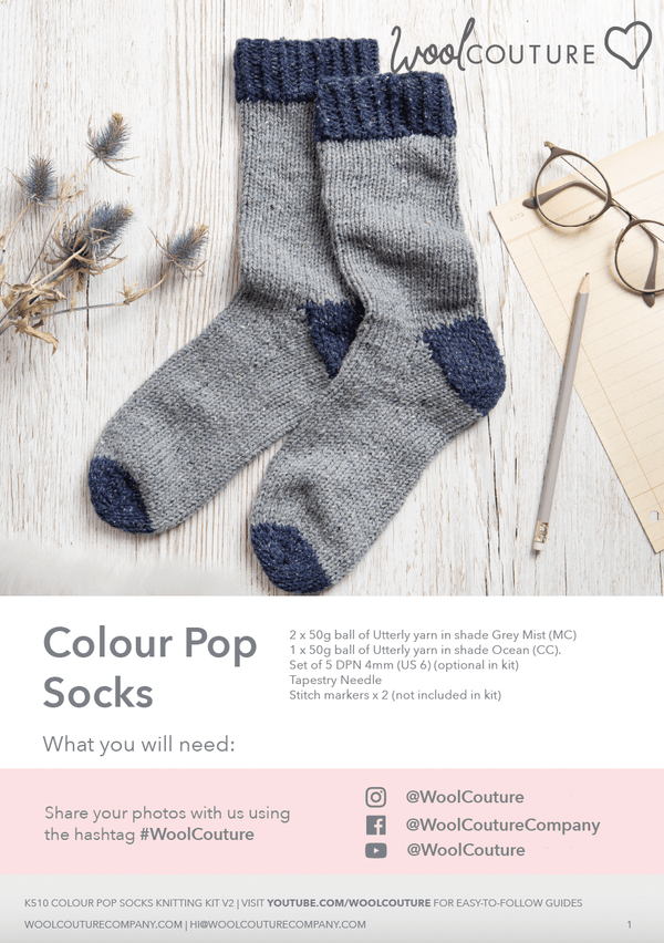 Accessories Knitting PDF Pattern - Colour Pop Socks - Wool Couture