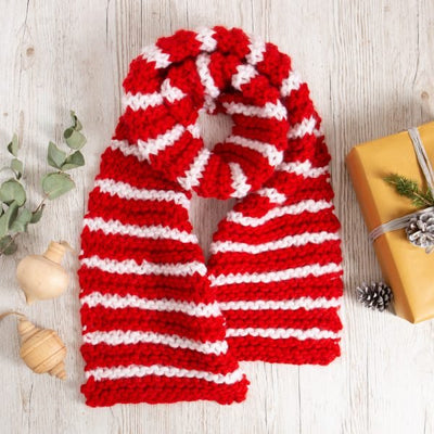 Adult Candy Cane Scarf Knitting Kit - Wool Couture
