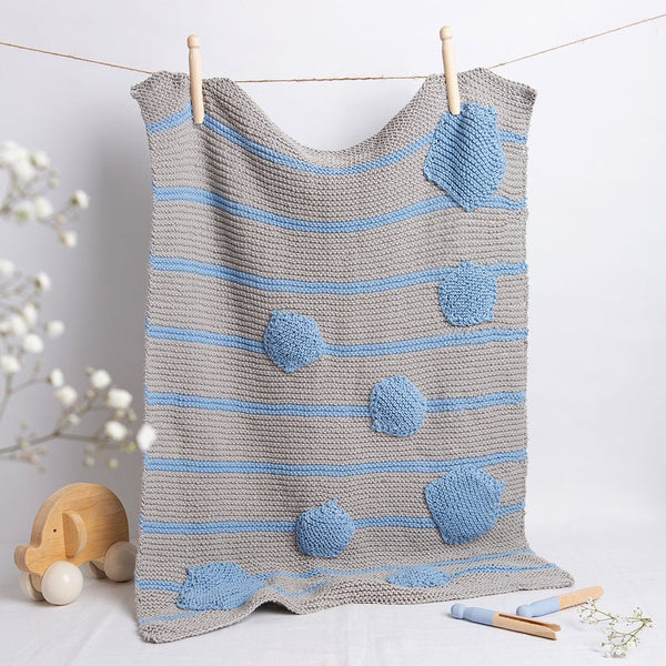Baby Dinosaur Striped Blanket Knitting Kit - Wool Couture
