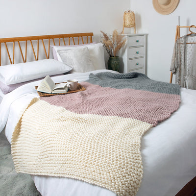 Blanket Knitting Kit - Hannah's Beginner Throw - Wool Couture