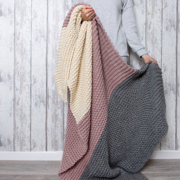 Blanket Knitting Kit - Hannah's Beginner Throw - Wool Couture