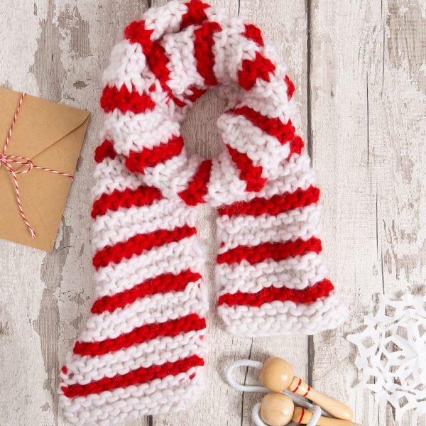 Children’s Candy Cane Scarf Knitting Kit - Wool Couture