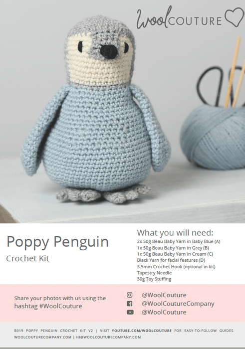 Crochet PDF Pattern - Poppy The Penguin - Wool Couture