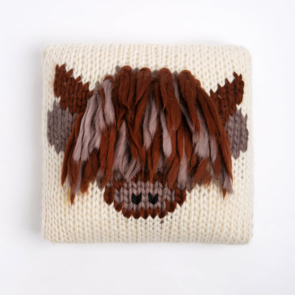 Highland Cow Cushion Cover Knitting Kit - Wool Couture