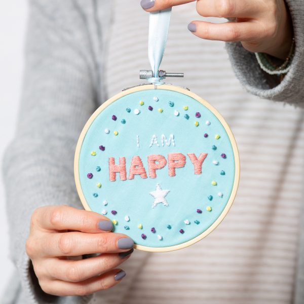 I am Happy Embroidery Kit - Wool Couture