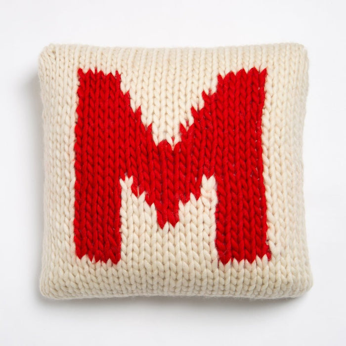 Personalised Cushion Knitting Kit in Red - Wool Couture