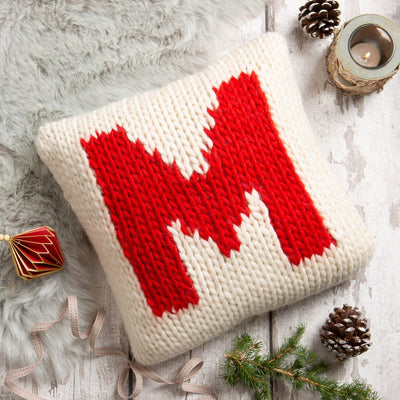 Personalised Cushion Knitting Kit in Red - Wool Couture