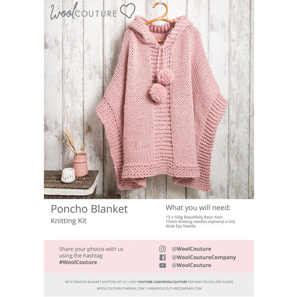 Poncho Blanket Knitting PDF Pattern - Wool Couture