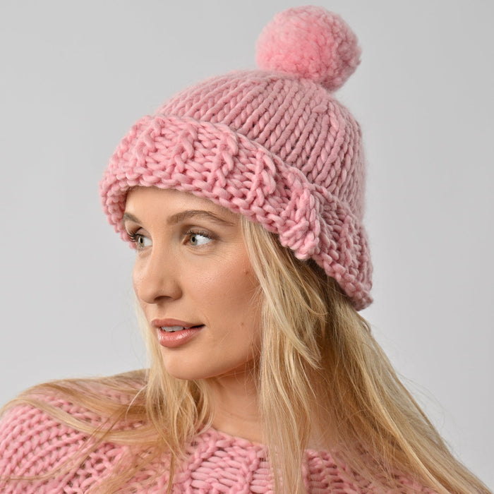 Slouchy Bobble Hat Knitting Kit - Wool Couture