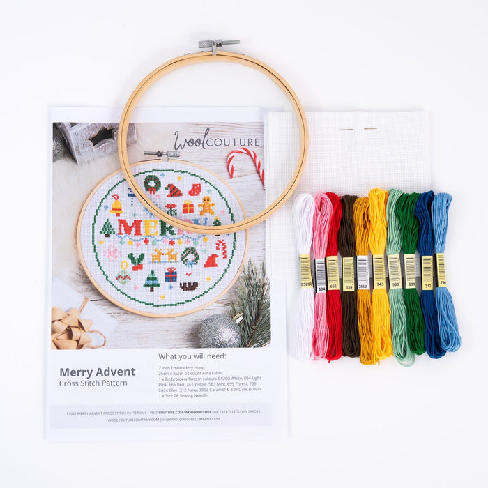 Advent Calendar Cross Stitch Kit - 24 Days of Stitching - Wool Couture