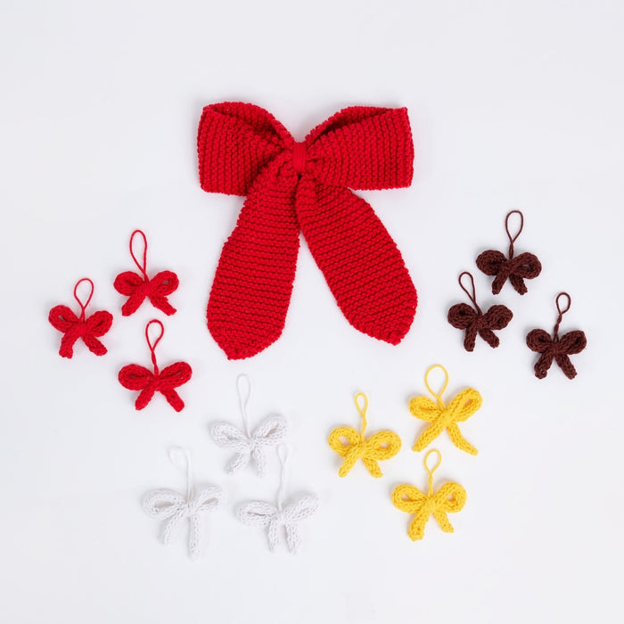 All Wrapped Up Christmas Bow Decorations Knitting Kit - Makes 13 - Wool Couture