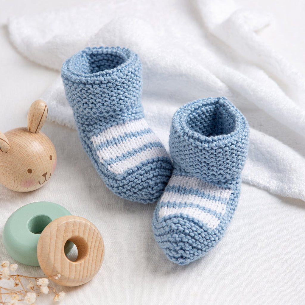 Baby Cotton Striped Booties Knitting Kit