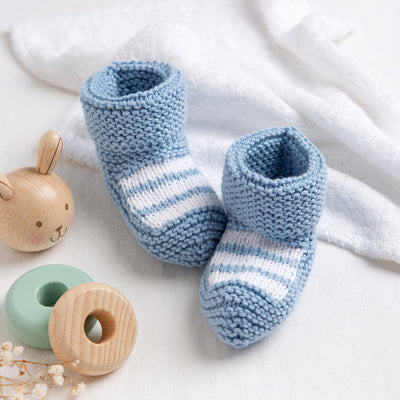 Baby Cotton Striped Booties Knitting Kit - Wool Couture