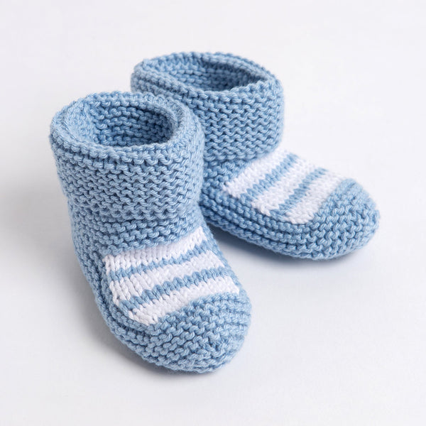 Baby Cotton Striped Booties Knitting Kit - Wool Couture