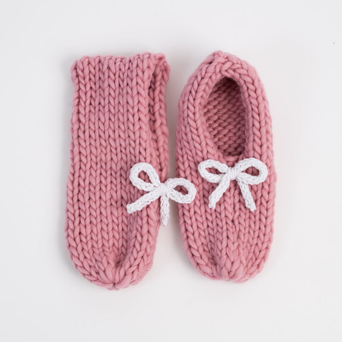 Beginner Bow Slipper Knitting Kit - Wool Couture