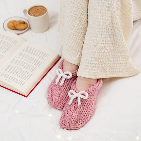 Beginner Bow Slipper Knitting Kit - Wool Couture