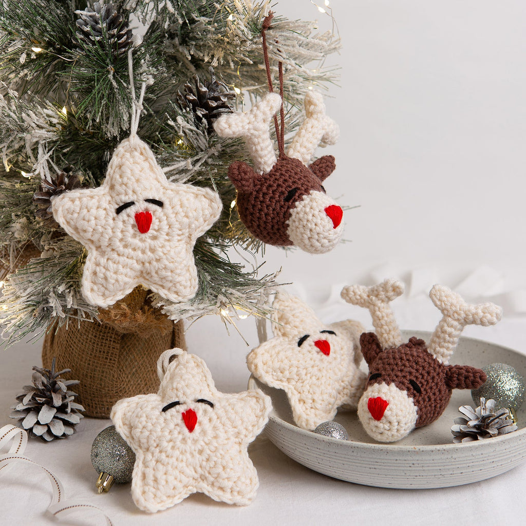 Belle the Reindeer Christmas Star Baubles Crochet Kit Wool Couture