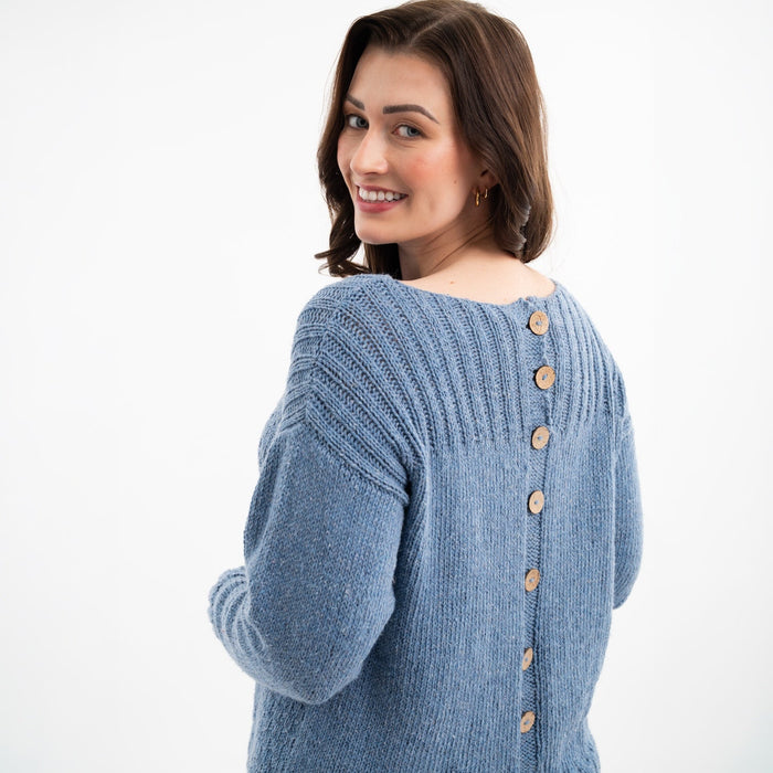 Button Back Jumper Easy Knitting Kit - Wool Couture