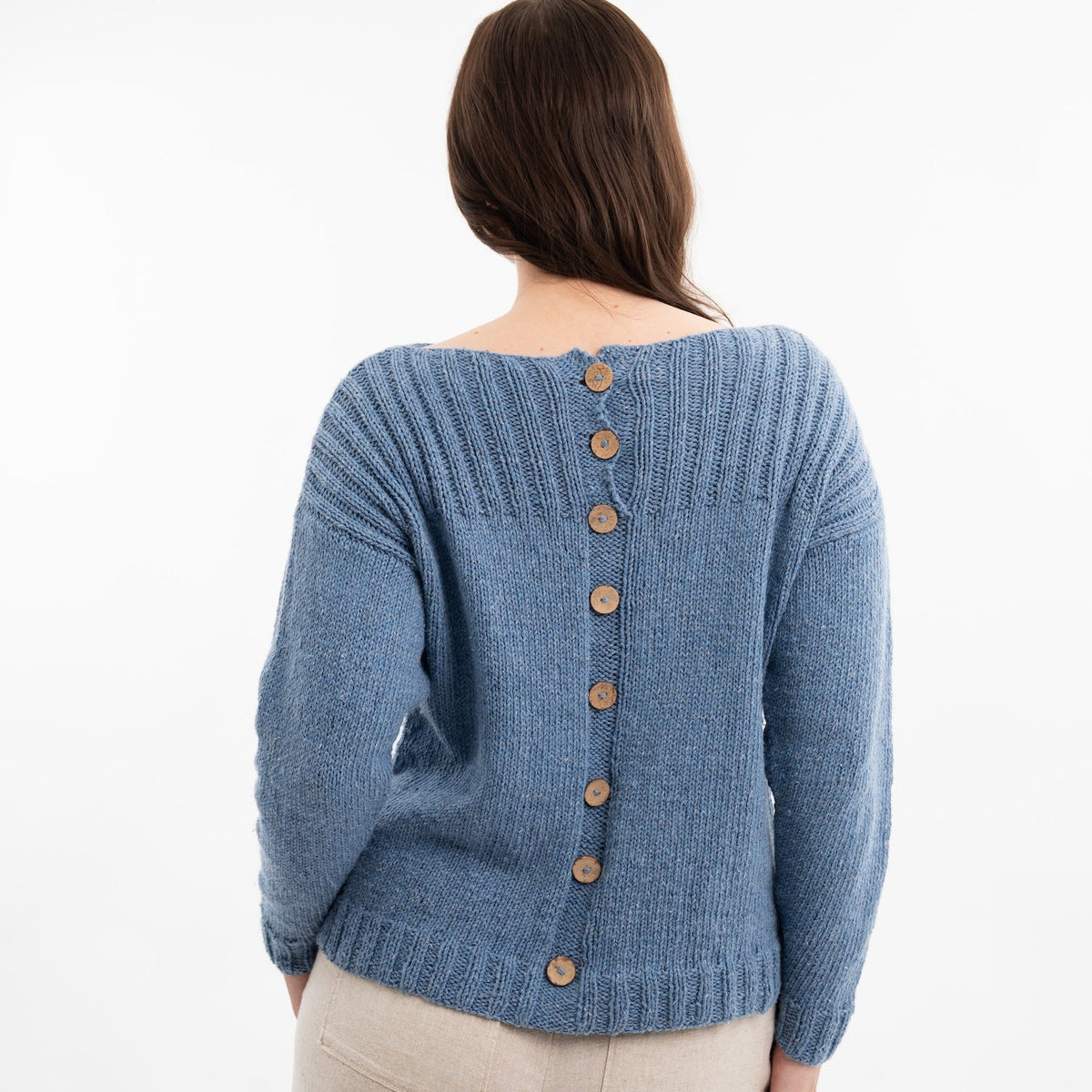 Button Back Jumper Easy Knitting Kit | Wool Couture