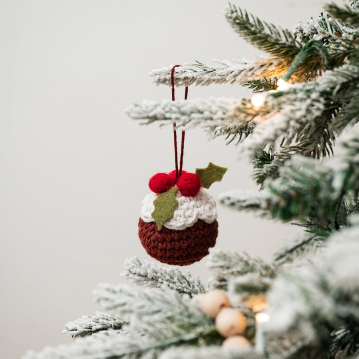 Christmas Pudding Baubles Easy Crochet Kit - Makes 2 - Wool Couture