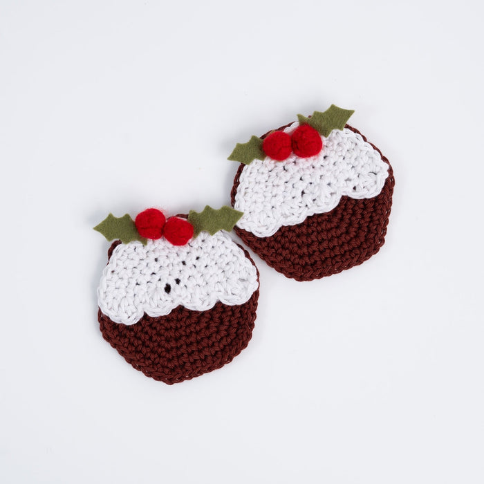 Christmas Pudding Coasters Crochet Kit – Makes 2 - Wool Couture