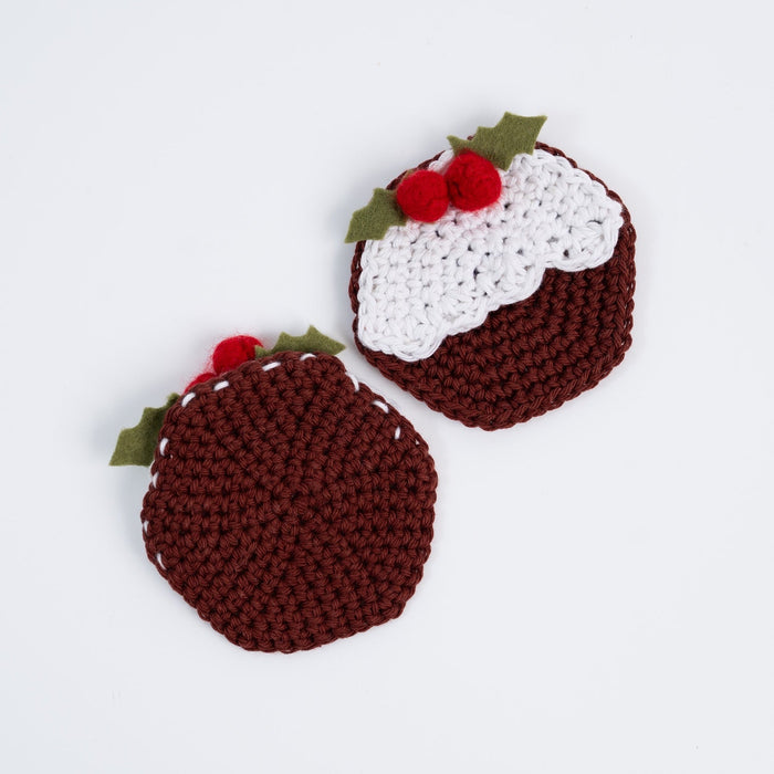 Christmas Pudding Coasters Crochet Kit – Makes 2 - Wool Couture