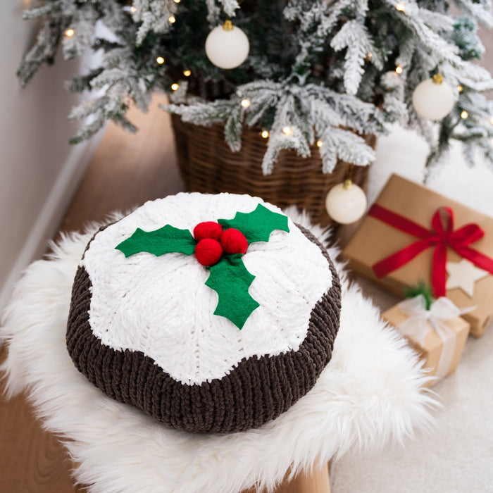 Christmas Pudding Cushion Knitting Kit - Wool Couture