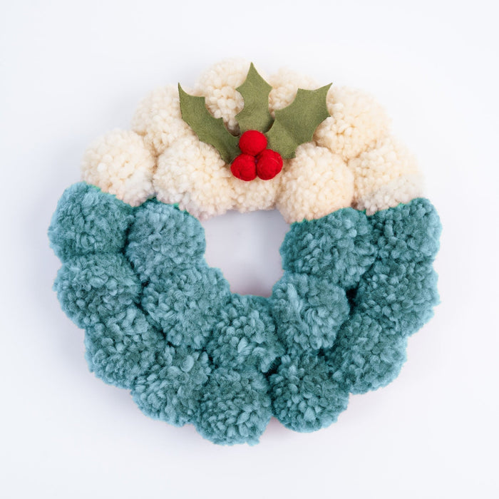 Christmas Pudding Pom Pom Wreath Craft Kit - Wool Couture