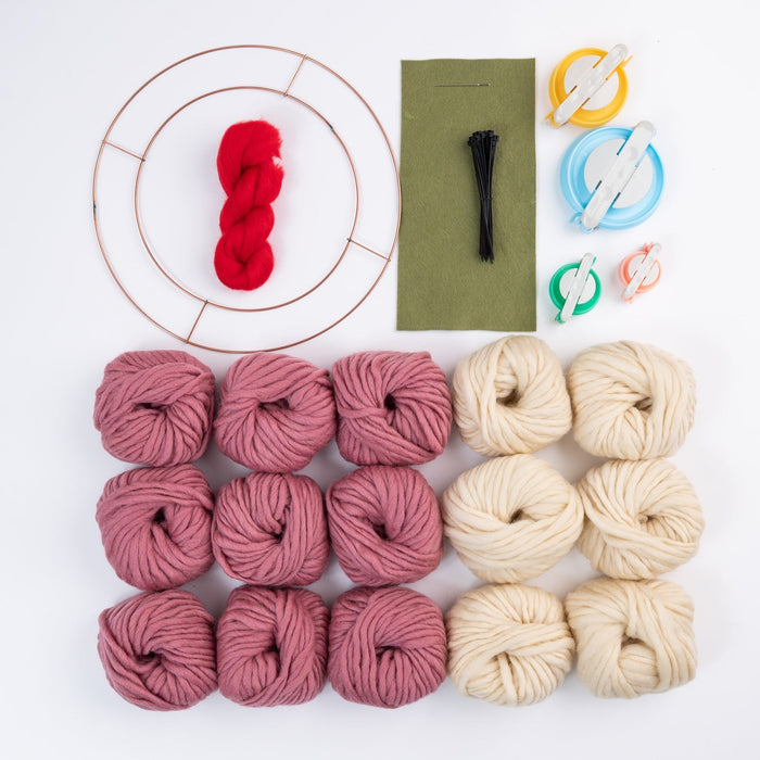 Christmas Pudding Pom Pom Wreath Craft Kit - Wool Couture