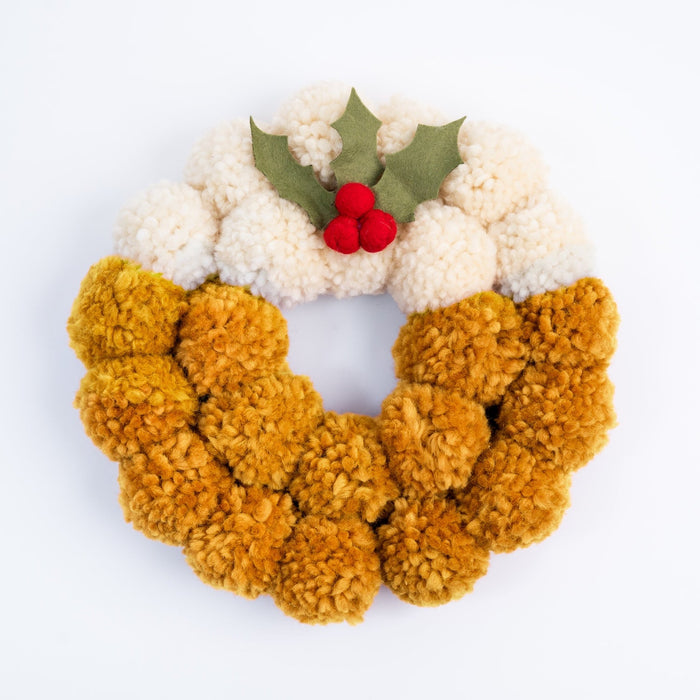 Christmas Pudding Pom Pom Wreath Craft Kit - Wool Couture