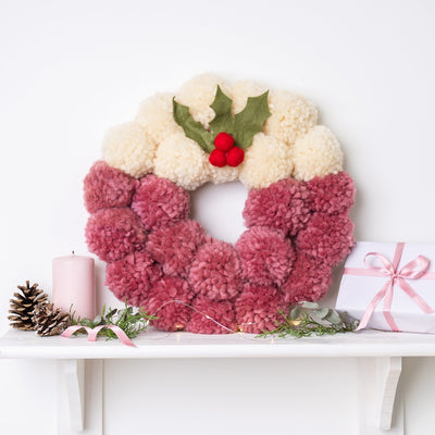 Christmas Pudding Pom Pom Wreath Craft Kit - Wool Couture