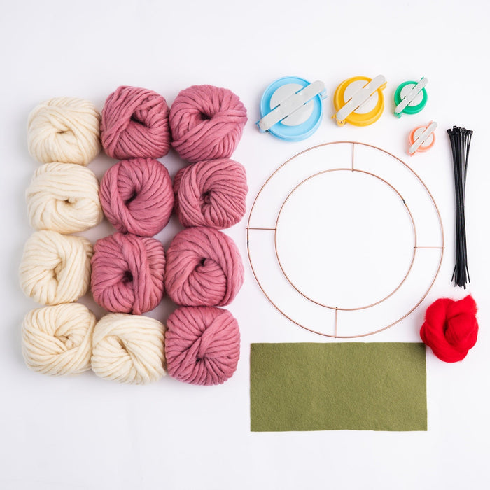 Christmas Pudding Pom Pom Wreath Craft Kit - Wool Couture