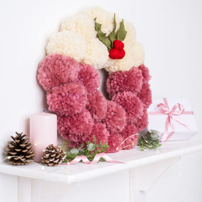 Christmas Pudding Pom Pom Wreath Craft Kit - Wool Couture
