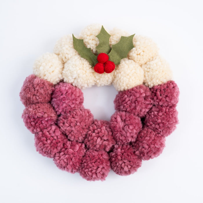 Christmas Pudding Pom Pom Wreath Craft Kit - Wool Couture