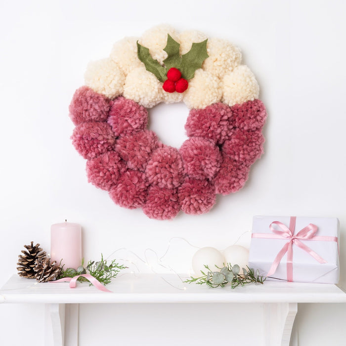 Christmas Pudding Pom Pom Wreath Craft Kit - Wool Couture