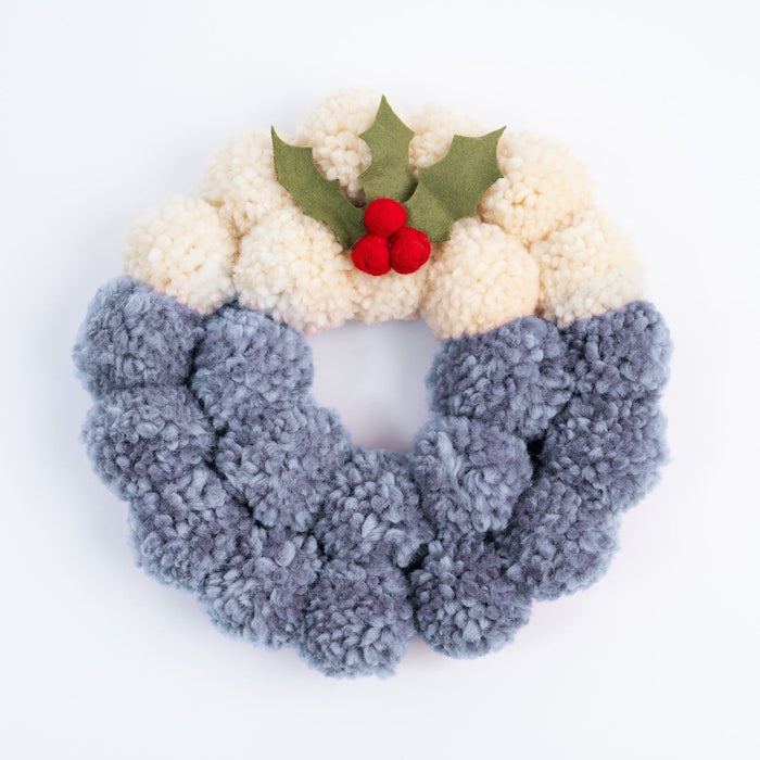 Christmas Pudding Pom Pom Wreath Craft Kit - Wool Couture