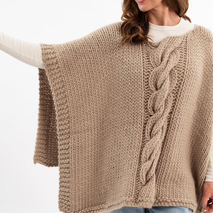 Chunky Cable Poncho Knitting Kit - Wool Couture