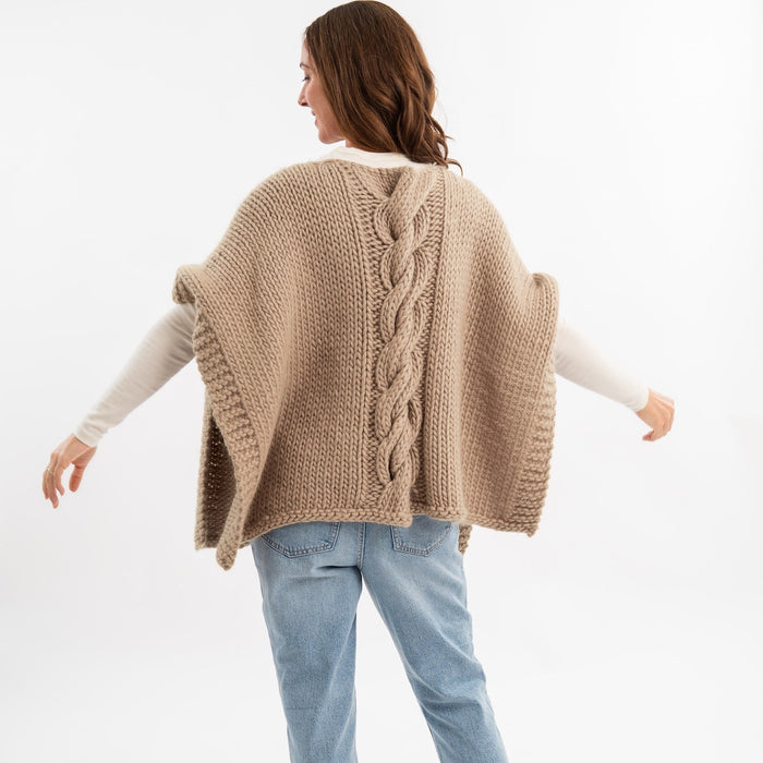 Chunky Cable Poncho Knitting Kit - Wool Couture