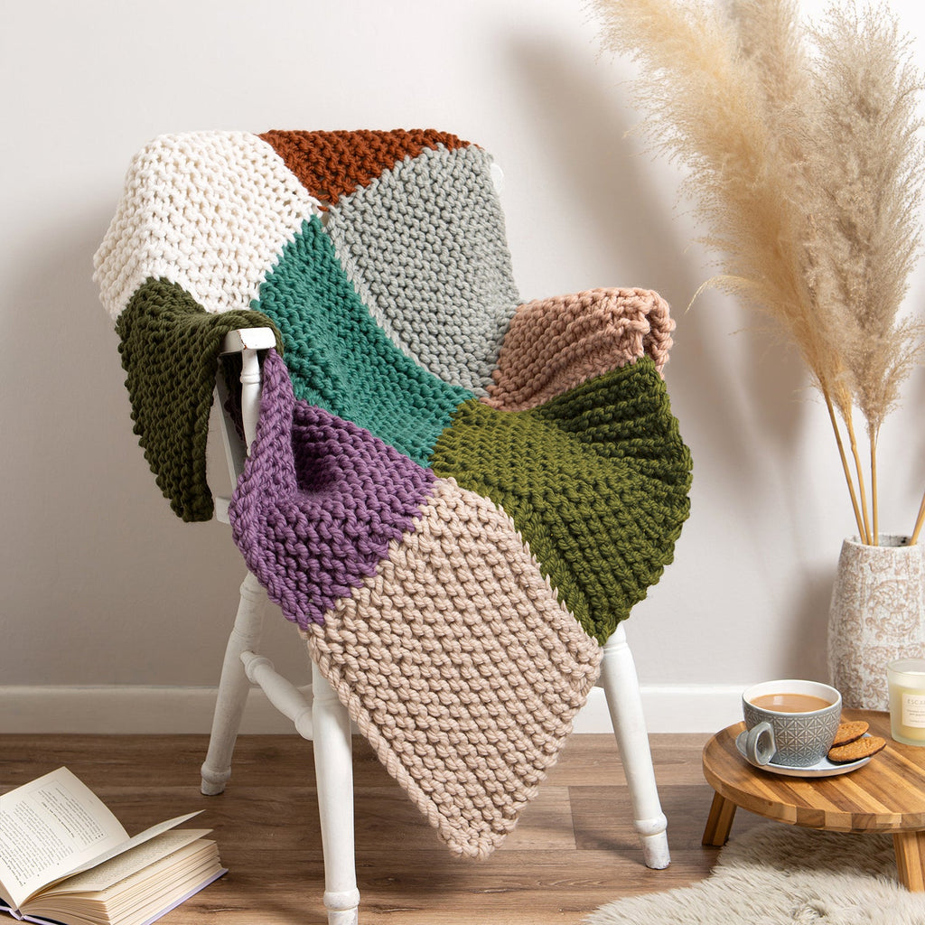 Chunky Check Blanket Knitting Kit Wool Couture