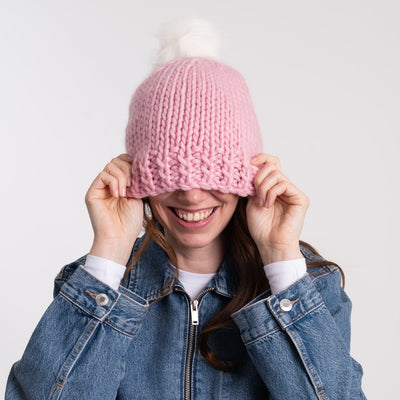 Chunky Pompom Hat Knitting Kit - Wool Couture