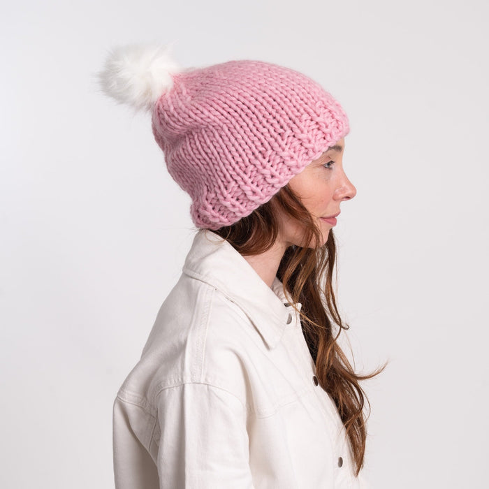 Chunky Pompom Hat Knitting Kit - Wool Couture