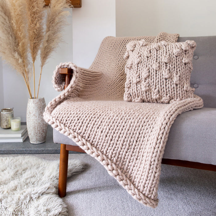 Cuddle Up Blanket Knitting Kit in Beginner Pattern Wool