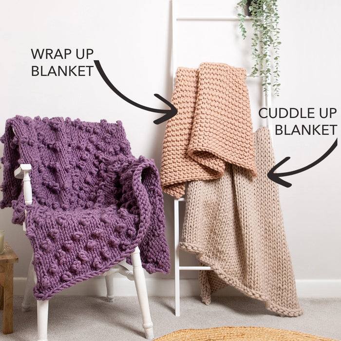 Cuddle Up Blanket Knitting Kit 2 in 1 Beginner Pattern Wool Couture