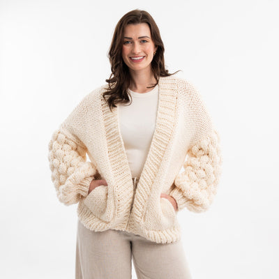 Easy Bubble Stitch Cardigan Knitting Kit - Wool Couture