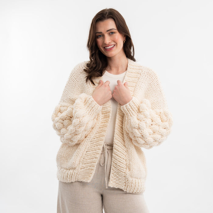 Easy Bubble Stitch Cardigan Knitting Kit - Wool Couture