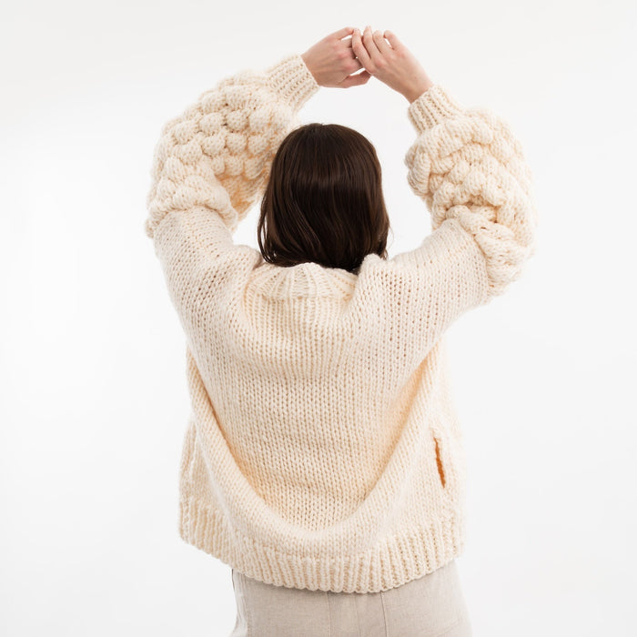 Easy Bubble Stitch Cardigan Knitting Kit - Wool Couture
