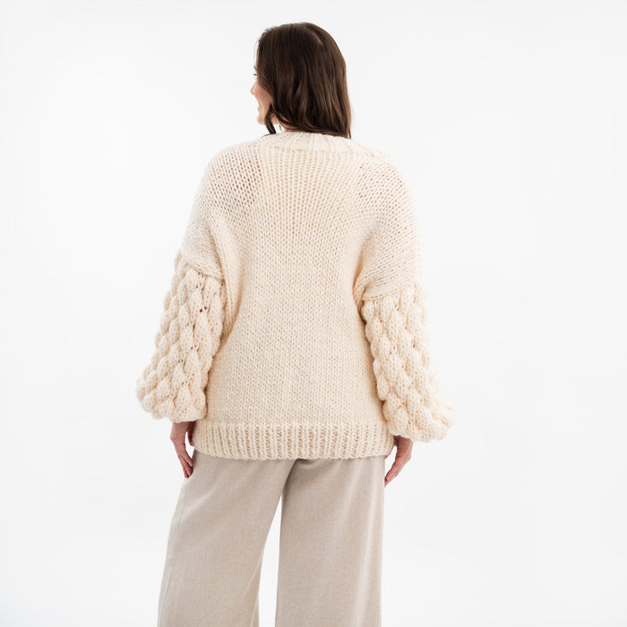 Easy Bubble Stitch Cardigan Knitting Kit - Wool Couture