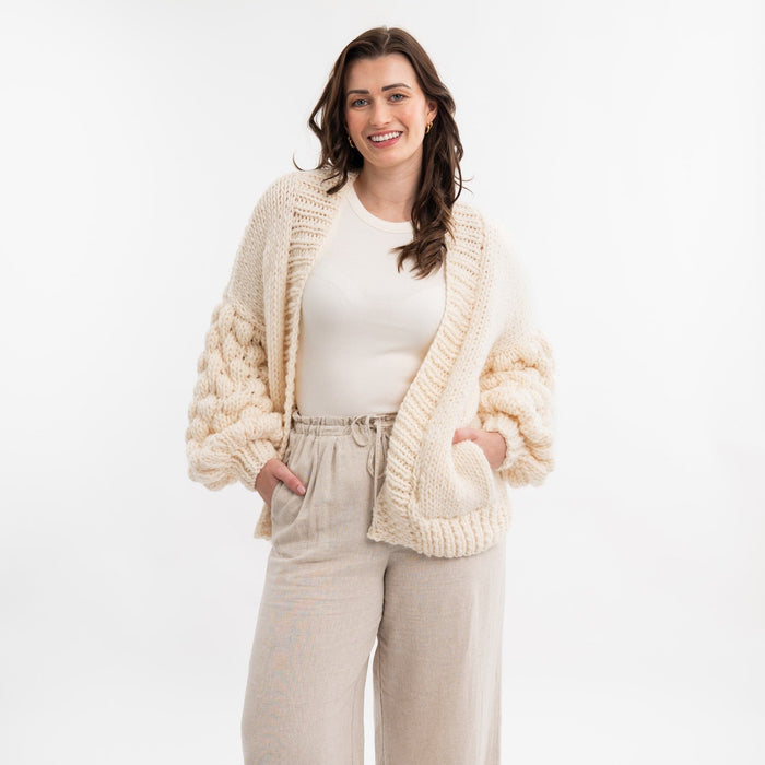 Easy Bubble Stitch Cardigan Knitting Kit - Wool Couture